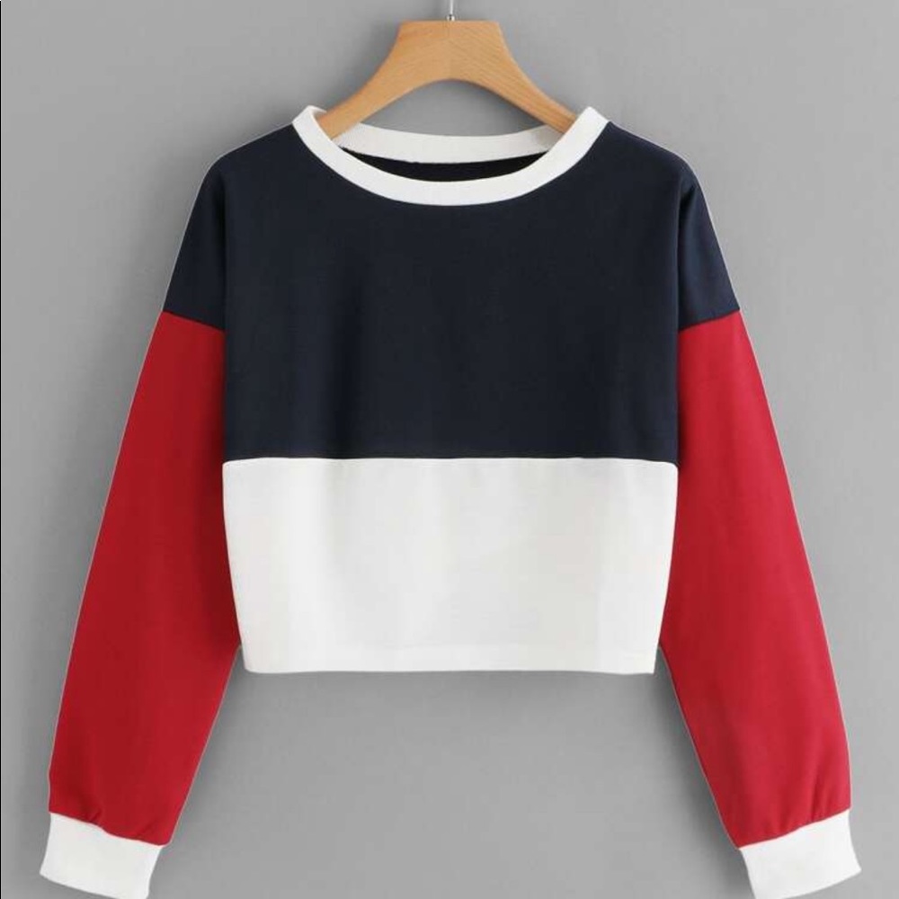 Drop Shoulder Color Block Sweatshirt